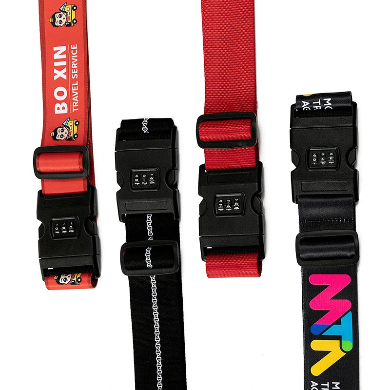 Custom logo luggage strap designs with combination locks