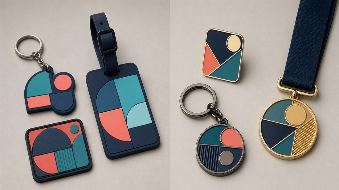 PVC keychains tags and patches compared with metal pins keychains and medals