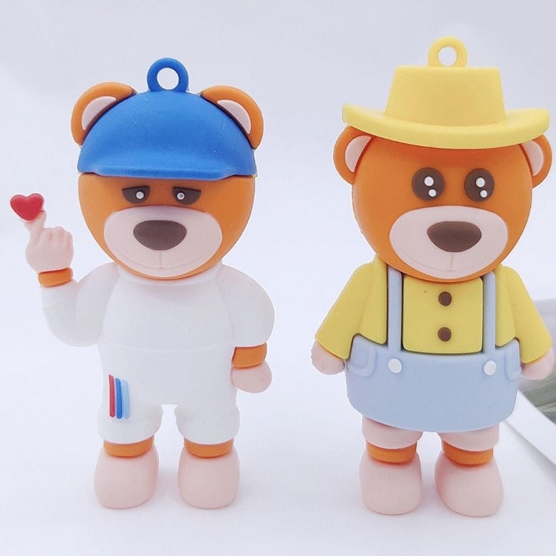 Custom 3D Rubber Keychain-- Car Brand Teddy Bear Key ring