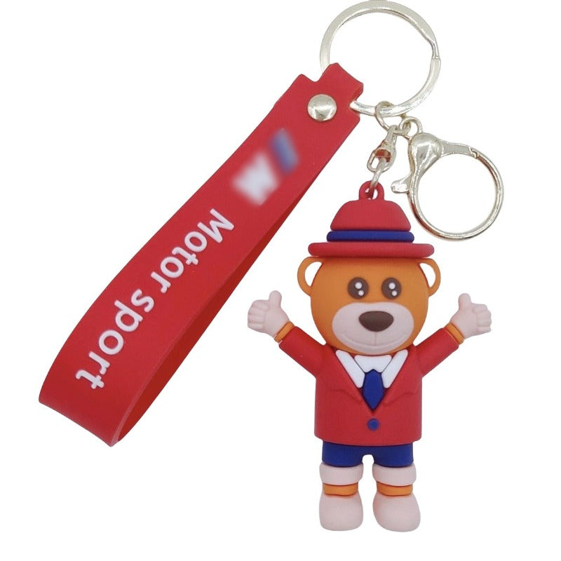 Custom Bestselling Holiday Gift-- 3D Car Brand Teddy Bear Rubber Key Ring