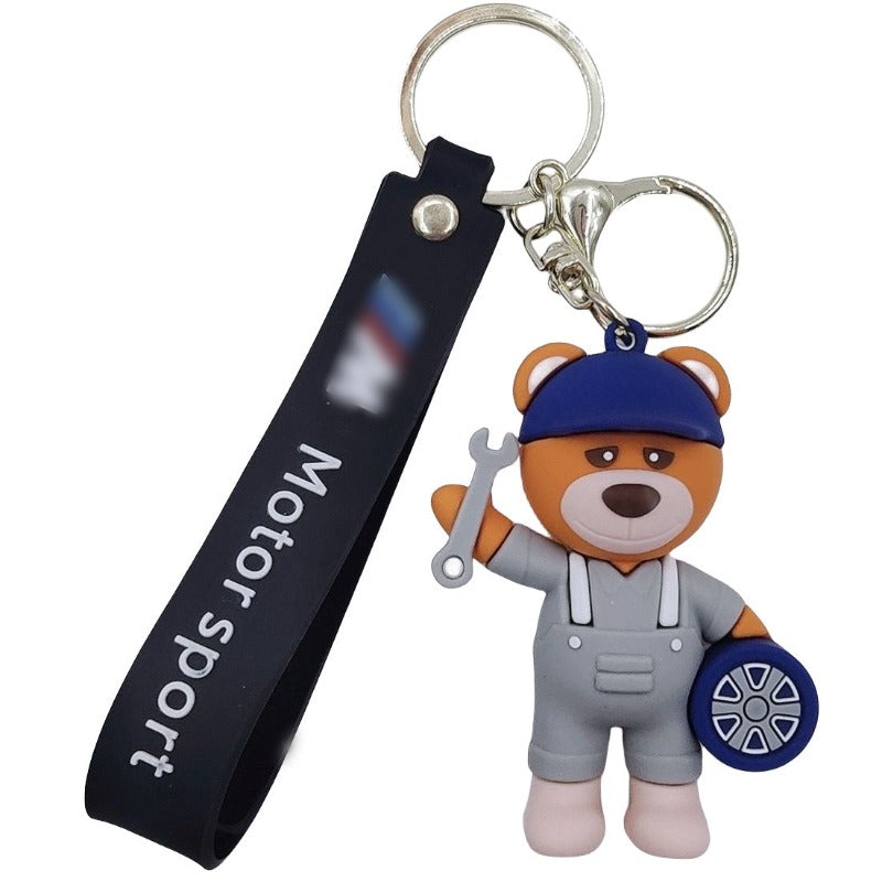 Custom Bestselling Holiday Gift-- 3D Car Brand Teddy Bear Rubber Key Ring