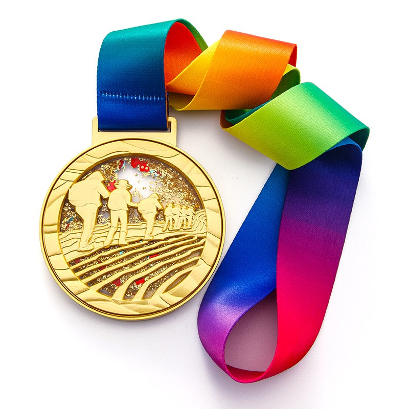 Personalized customized glitter flowing medals