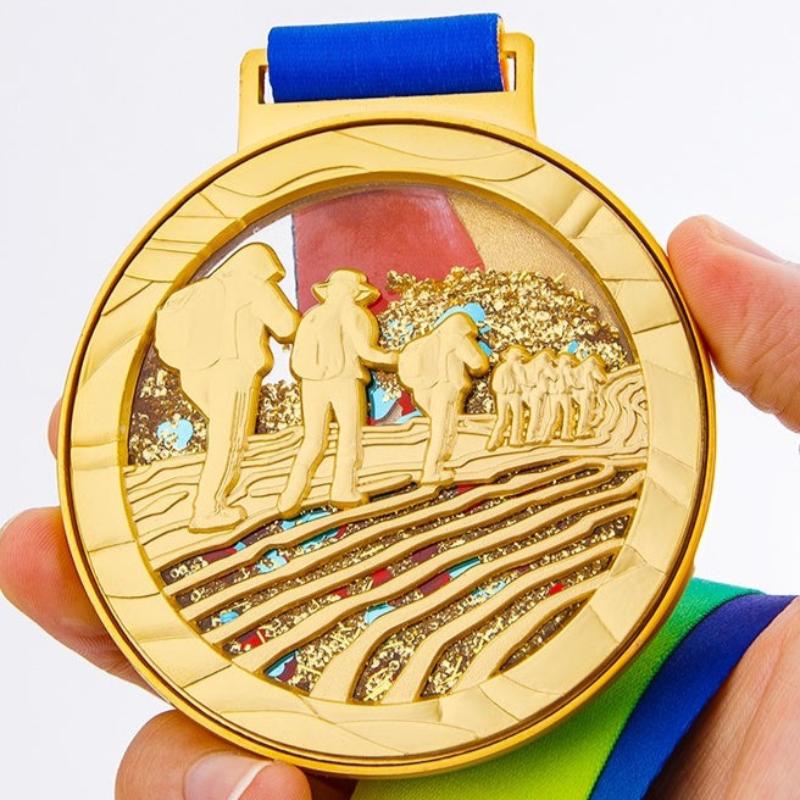 Personalized customized glitter flowing medals.