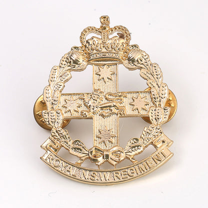 Custom commemorative metal emblem with openwork details