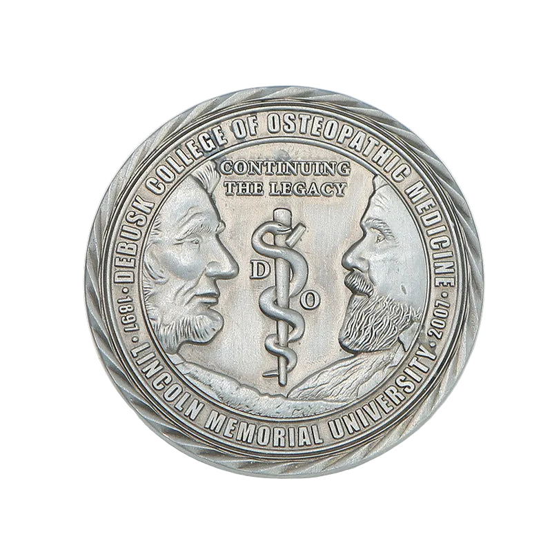 Antique silver custom commemorative coin with detailed relief