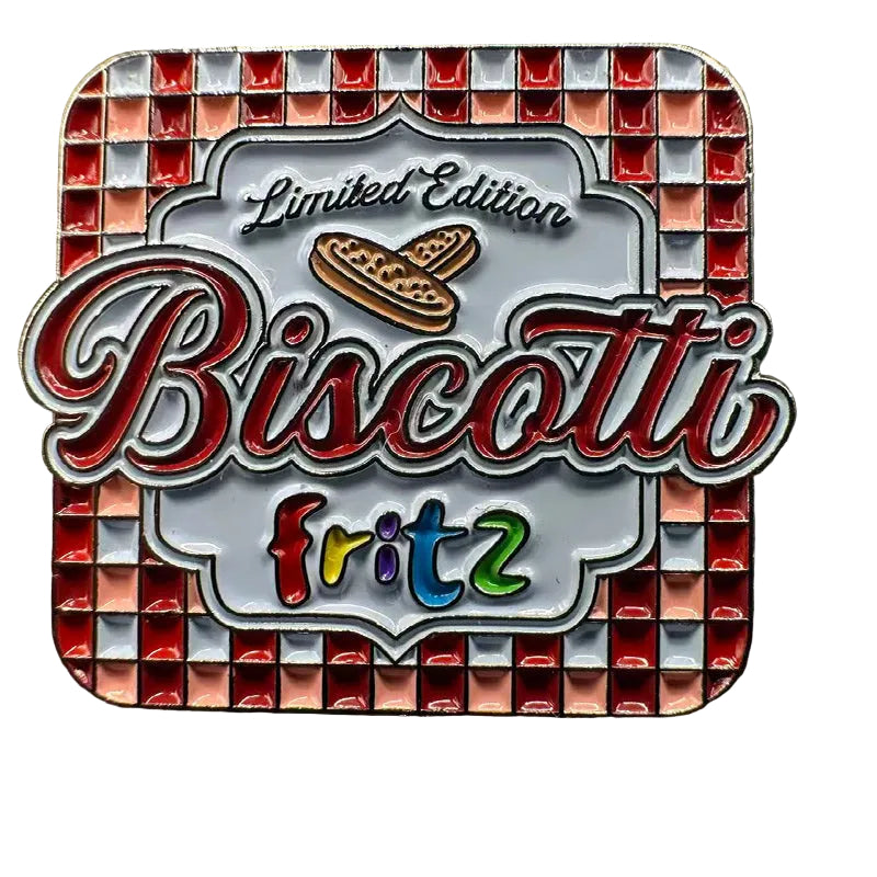 Custom food themed enamel pin with detailed color fill