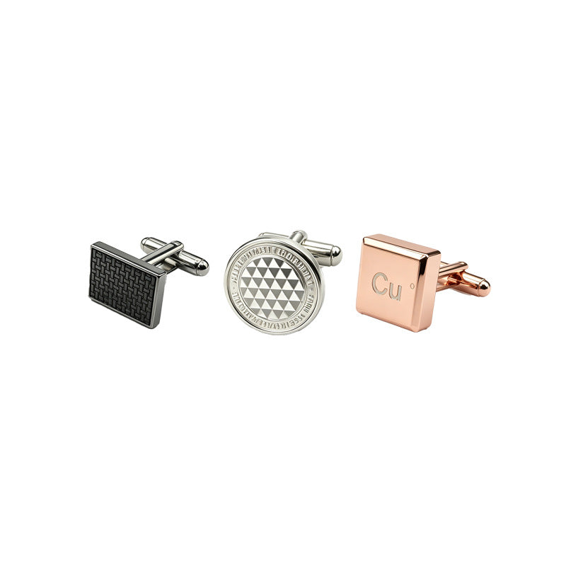 Custom metal cufflink styles in round and square shapes
