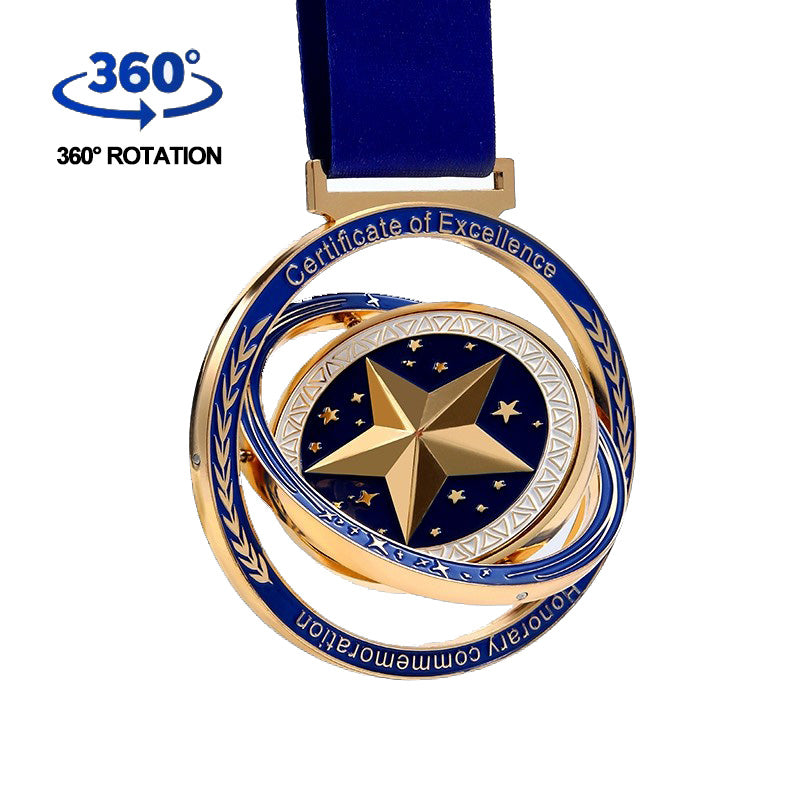 Hot Sale 360 Rotatable Stock Medals Text Customize