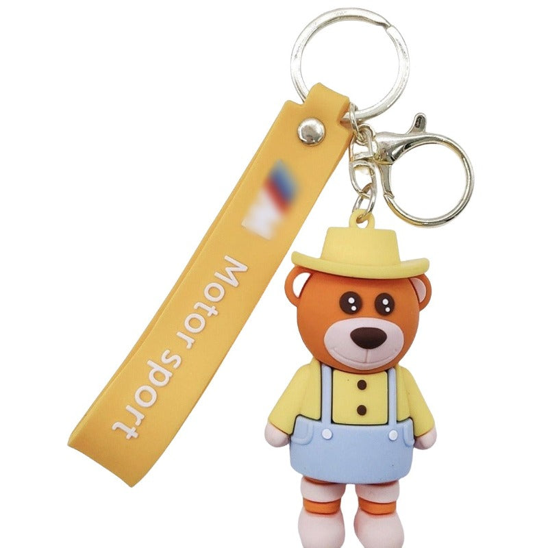 Custom Bestselling Holiday Gift-- 3D Car Brand Teddy Bear Rubber Key Ring
