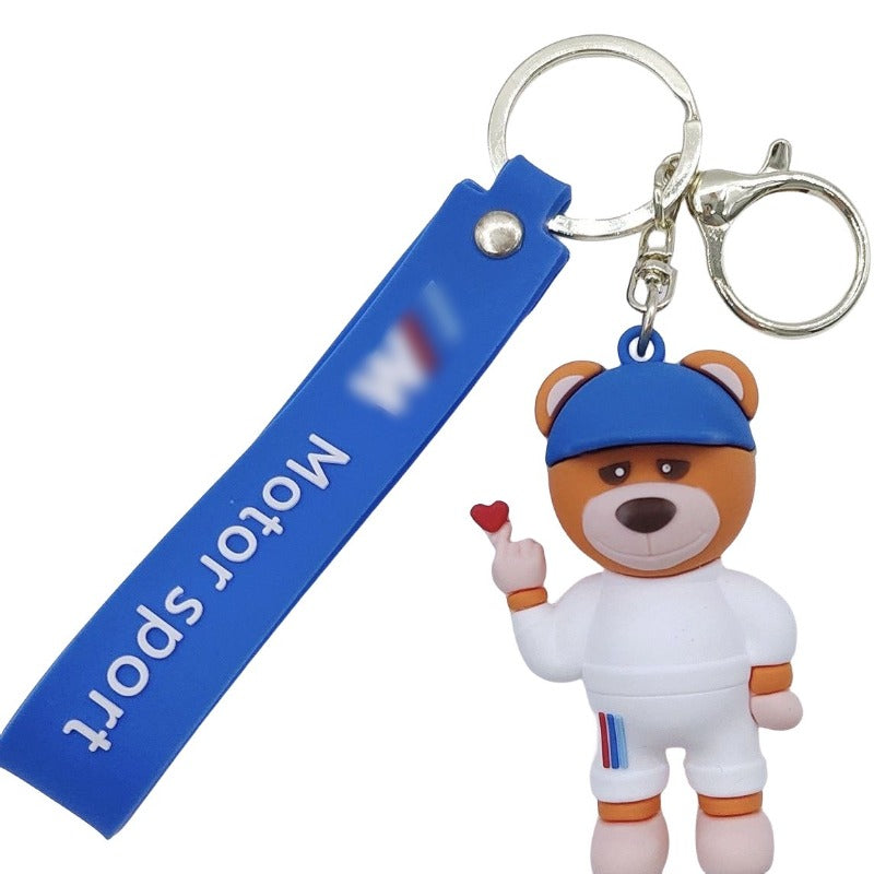 Custom Bestselling Holiday Gift-- 3D Car Brand Teddy Bear Rubber Key Ring