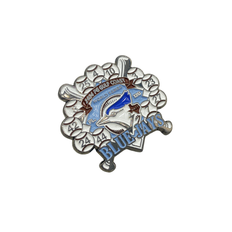 Soft enamel badges for the Blue Jays