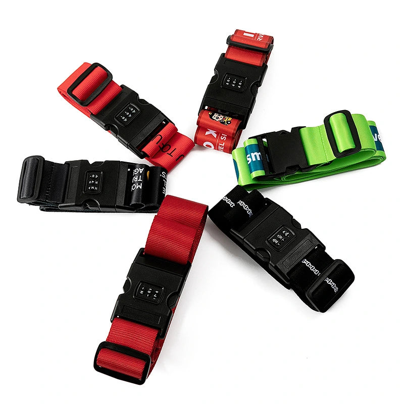 Combination lock buckles on custom luggage straps