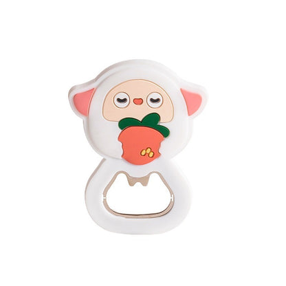 White cartoon custom PVC bottle opener on a white background