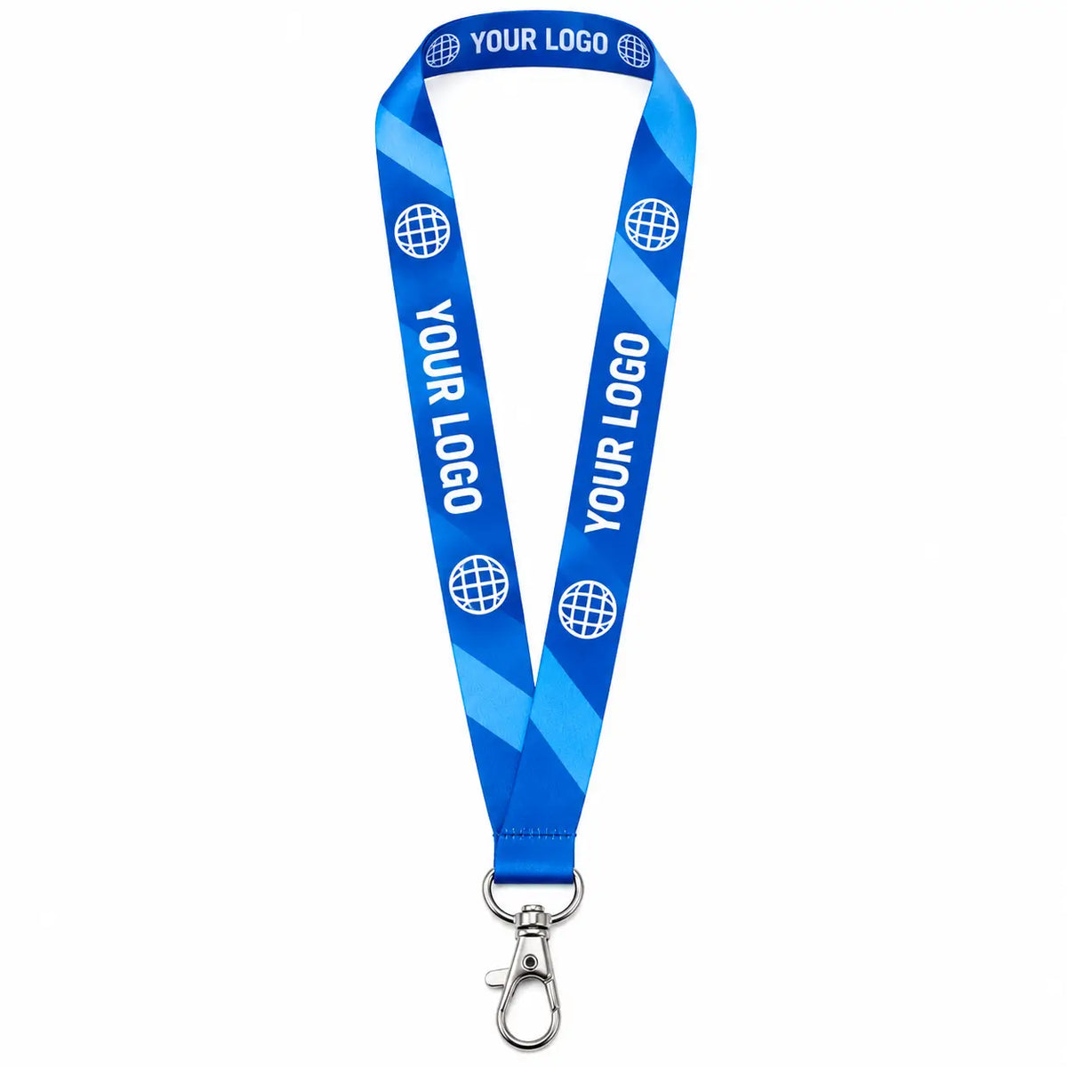Custom dye sublimation logo lanyard with lobster clasp on white background