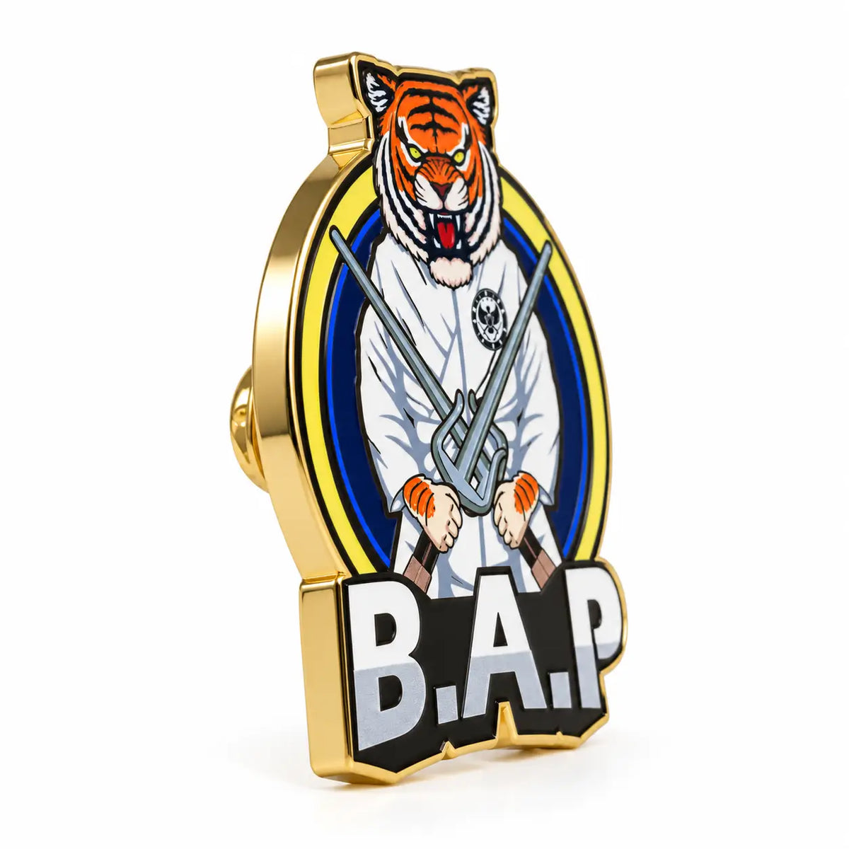 Custom hard enamel team logo pin side profile