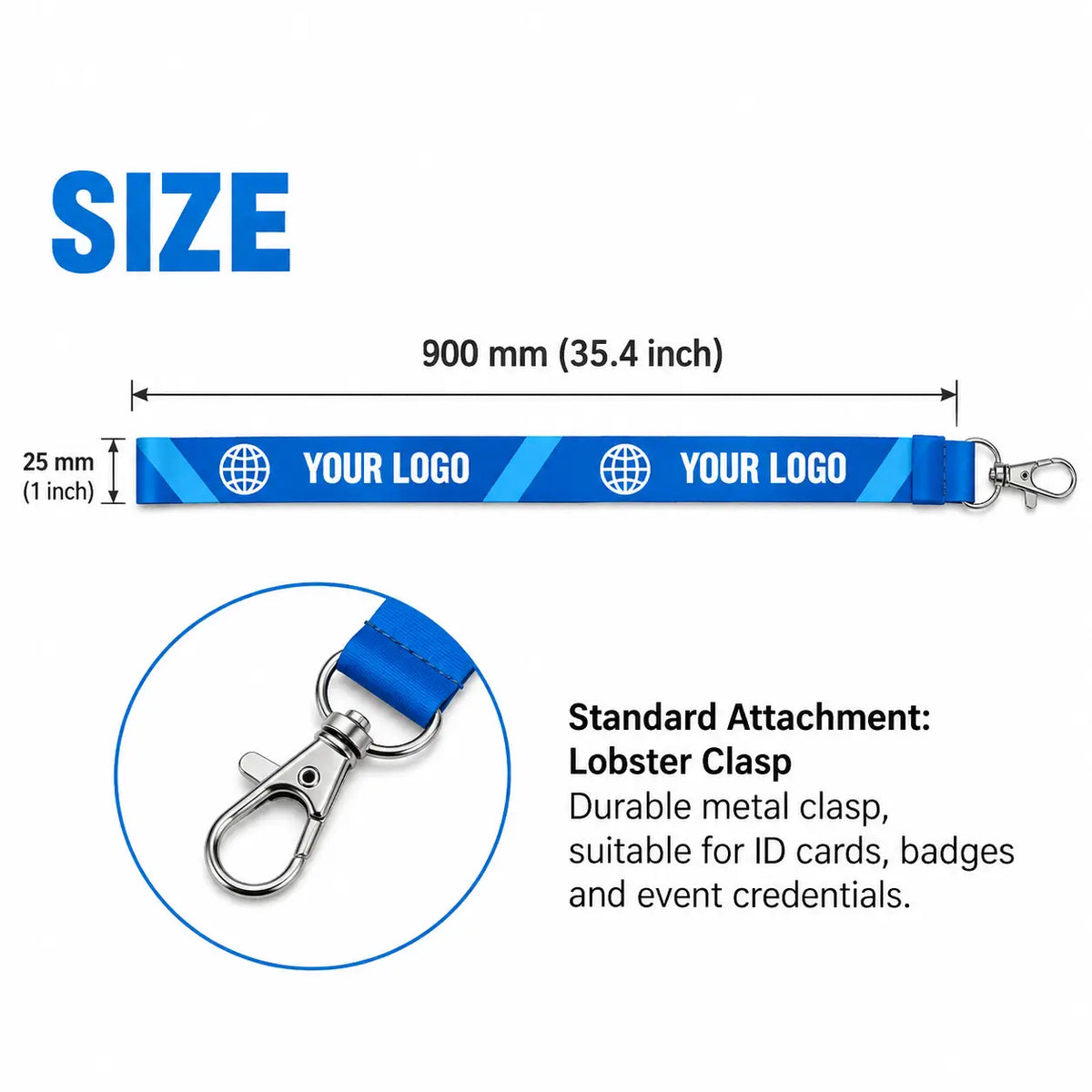 Custom lanyard size and lobster clasp specification