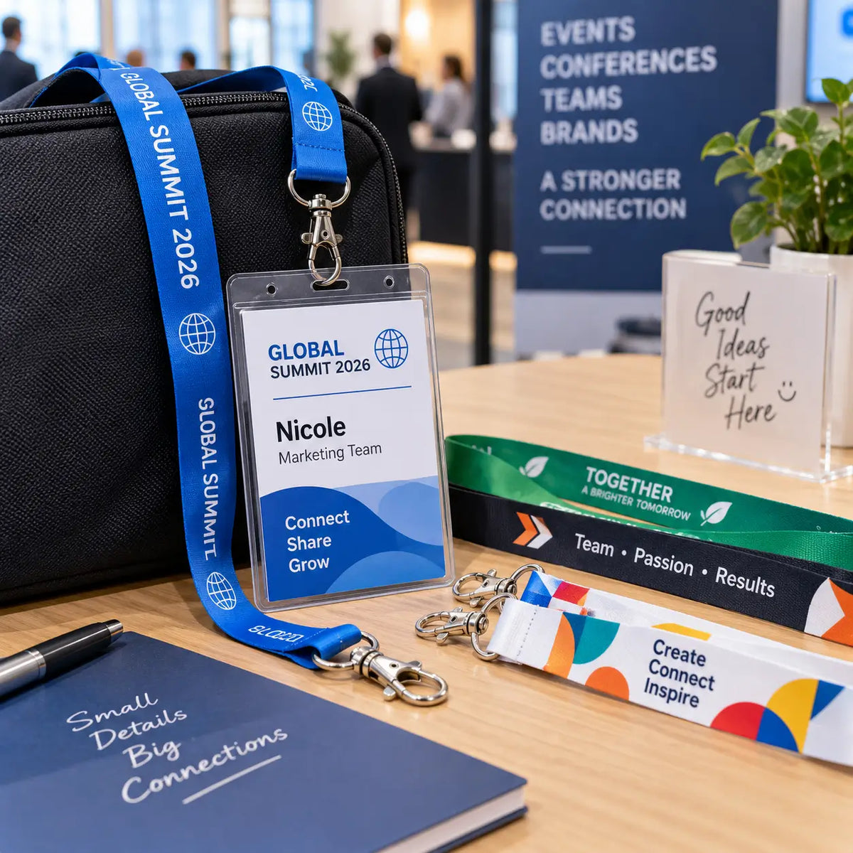 Custom printed lanyards used for conference badges