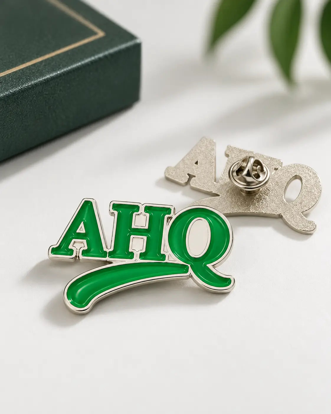 Custom letter logo soft enamel pin product display
