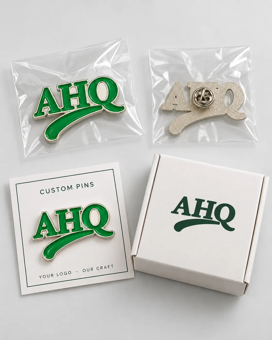 Custom letter logo enamel pin packaging options