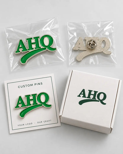 Custom letter logo enamel pin packaging options