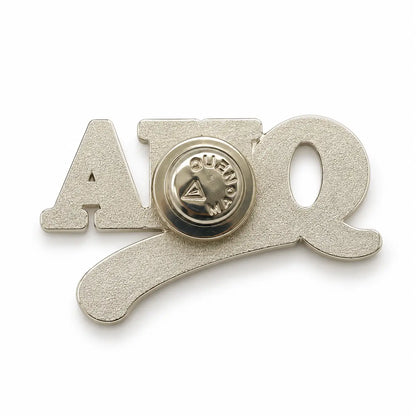 Back view of custom letter logo soft enamel pin