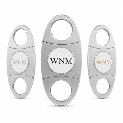 Custom logo metal cigar cutter in three branded variations