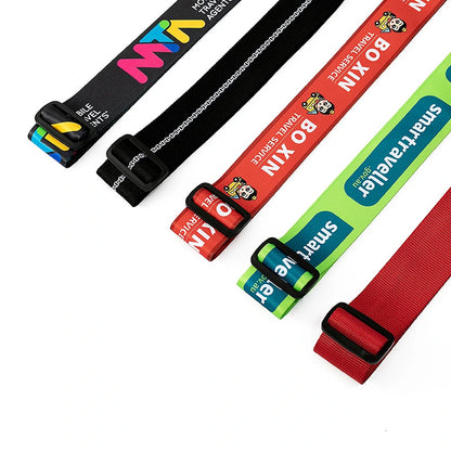 Custom printed luggage straps with adjustable buckles