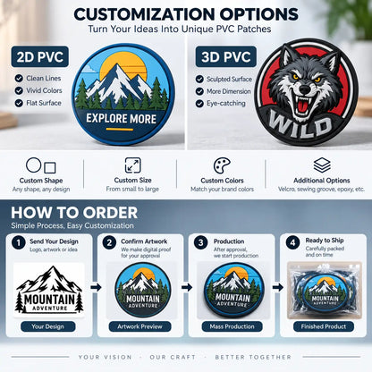 Custom 2D and 3D PVC patch options and ordering process