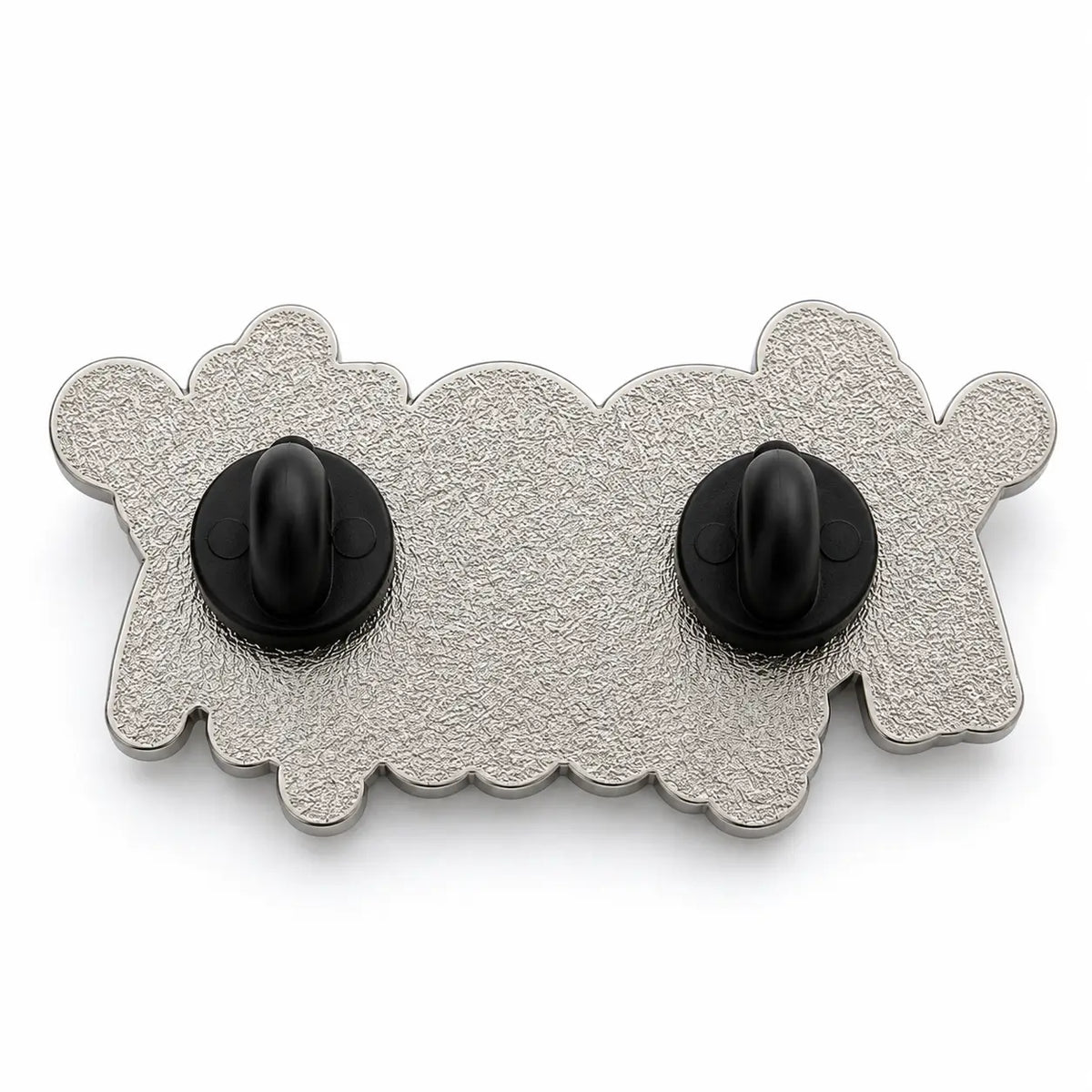 Back of custom soft enamel pin with rubber clutches