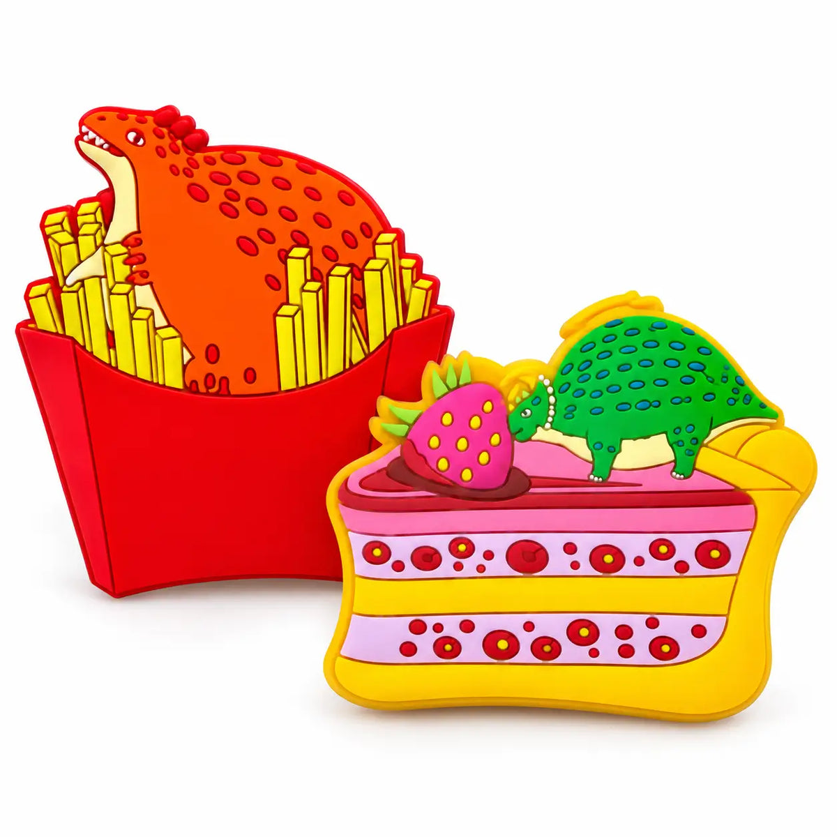 Two custom soft PVC food-shaped fridge magnets