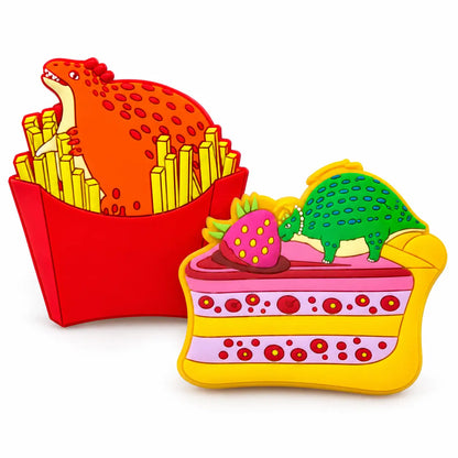 Two custom soft PVC food-shaped fridge magnets