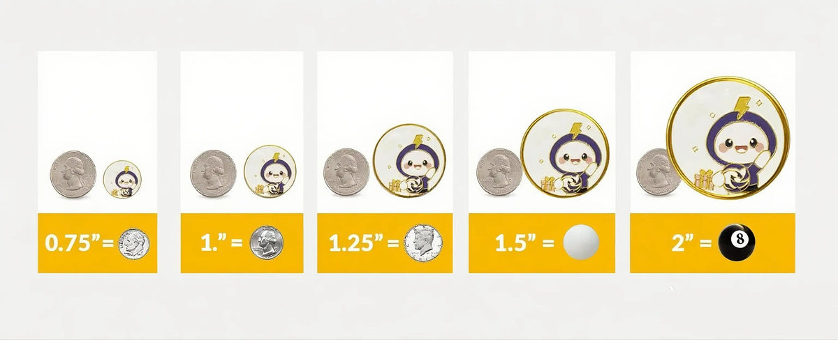 Popular enamel pin size guide